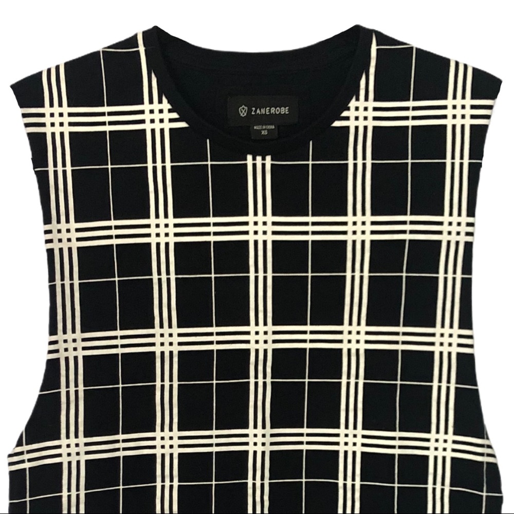 Zanerobe Black and White Longline Plaid Tank Top - Picture 2 of 10
